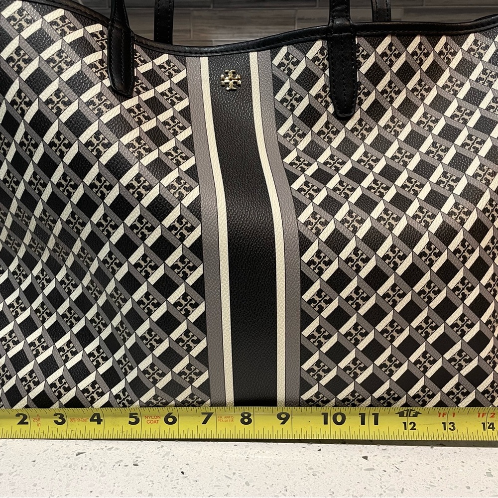 Tory Burch Geometric Black and Cream Tote